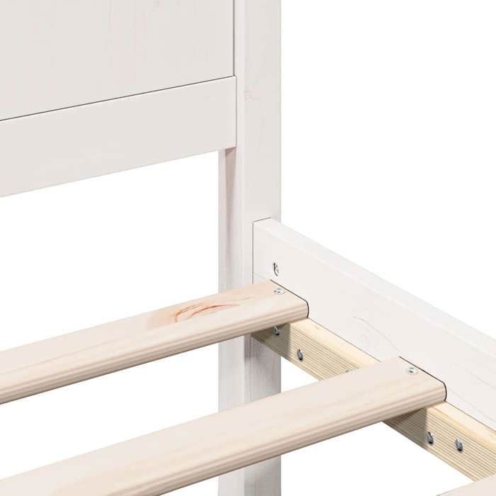 Cama doble CHIC para adultos - Estructura de cama blanca de 200 x 200 cm, madera maciza de pino #Sara33593
