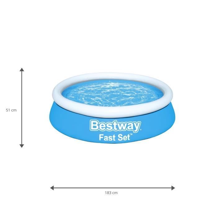 Piscine hors sol autoportante BESTWAY - Fast Set - Ø 183 cm - Ronde (Livrée avec un patch de réparation)
