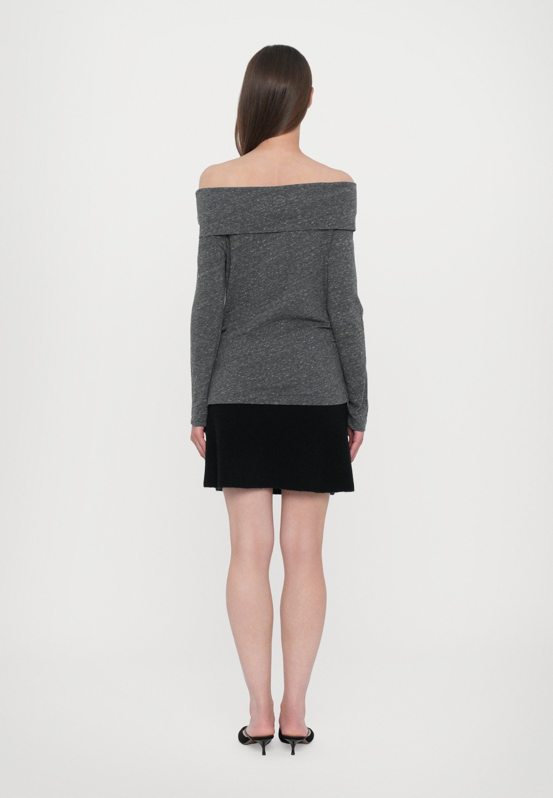 Maglia a maniche lunghe asimmetrica chiusa - grigio scuro