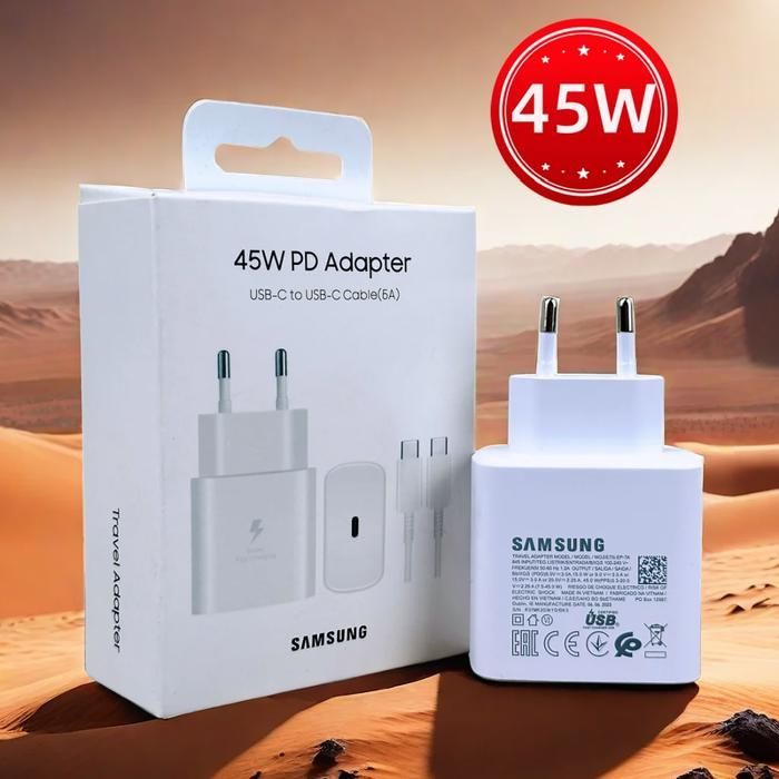 Chargeur Samsung Original 45W Super Rapide, Adaptateur Secteur USB-C Certifié UE pour Galaxy Z Flip 5/4/3, S24 S23 S22 S21