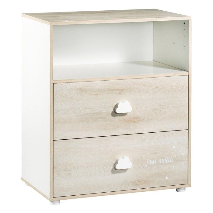 Cambiador Babyprice Smile - Haya - 2 cajones - 1 estante - Fabricado en madera