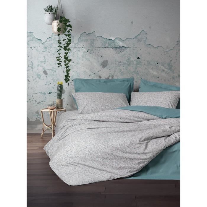 Set di biancheria da letto - 1 copripiumino 220 x 240 cm + 2 federe 60 x 60 cm - 100% cotone rinforzato - Menta