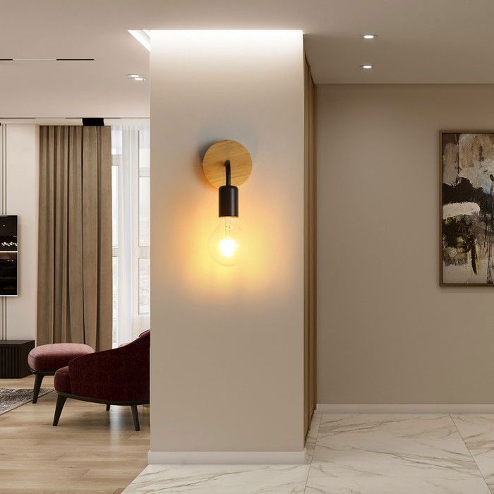 DELIPOP Set di 2 applique a LED moderne nere per comodino, camera da letto, soggiorno e corridoio (lampadine non incluse)