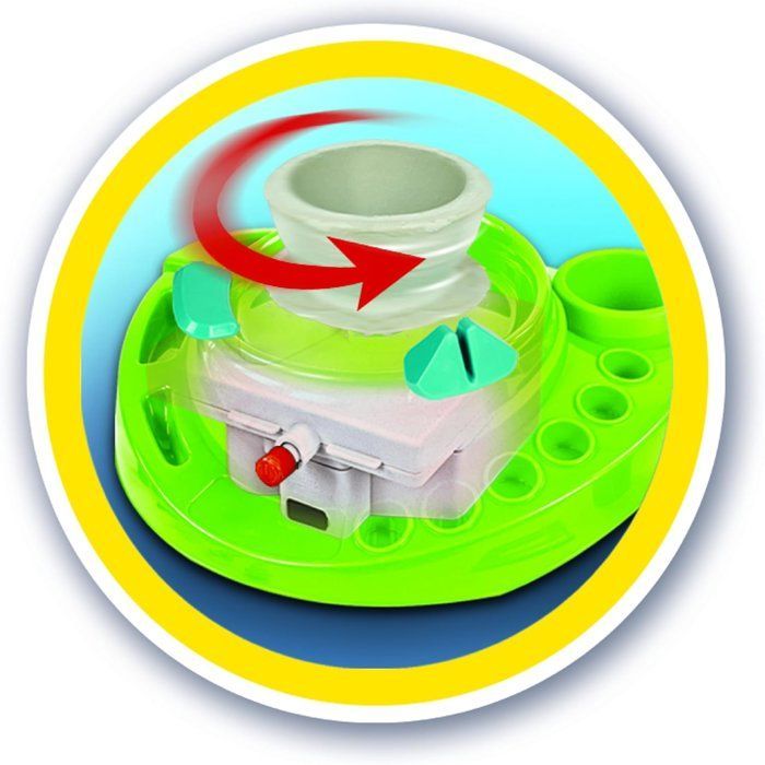CLEMENTONI - Taller de cerámica - Torno eléctrico - Para mayores de 7 años - Kit completo con arcilla, pintura y moldes