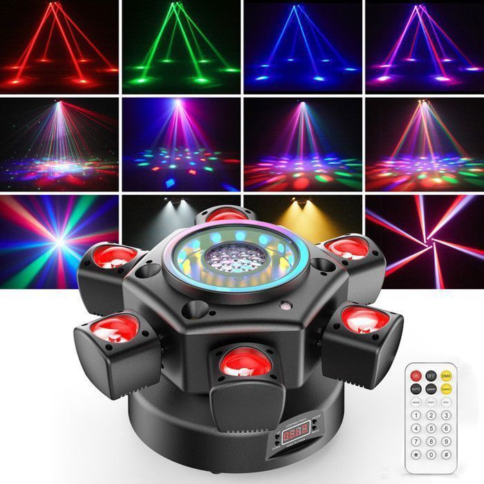 UKing 150W Efeitos de Iluminação - Cabeça Móvel para DJ com LED RGBW, Luz de Palco Rotativa, Laser e Estroboscópica, Ativada por Som e Controle Remoto