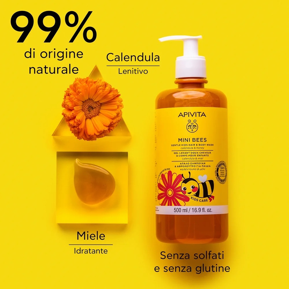 APIVITA Gel douche Apivita pour enfants, pour cheveux et corps, au calendula et au miel 500 ml Pour peaux sensibles