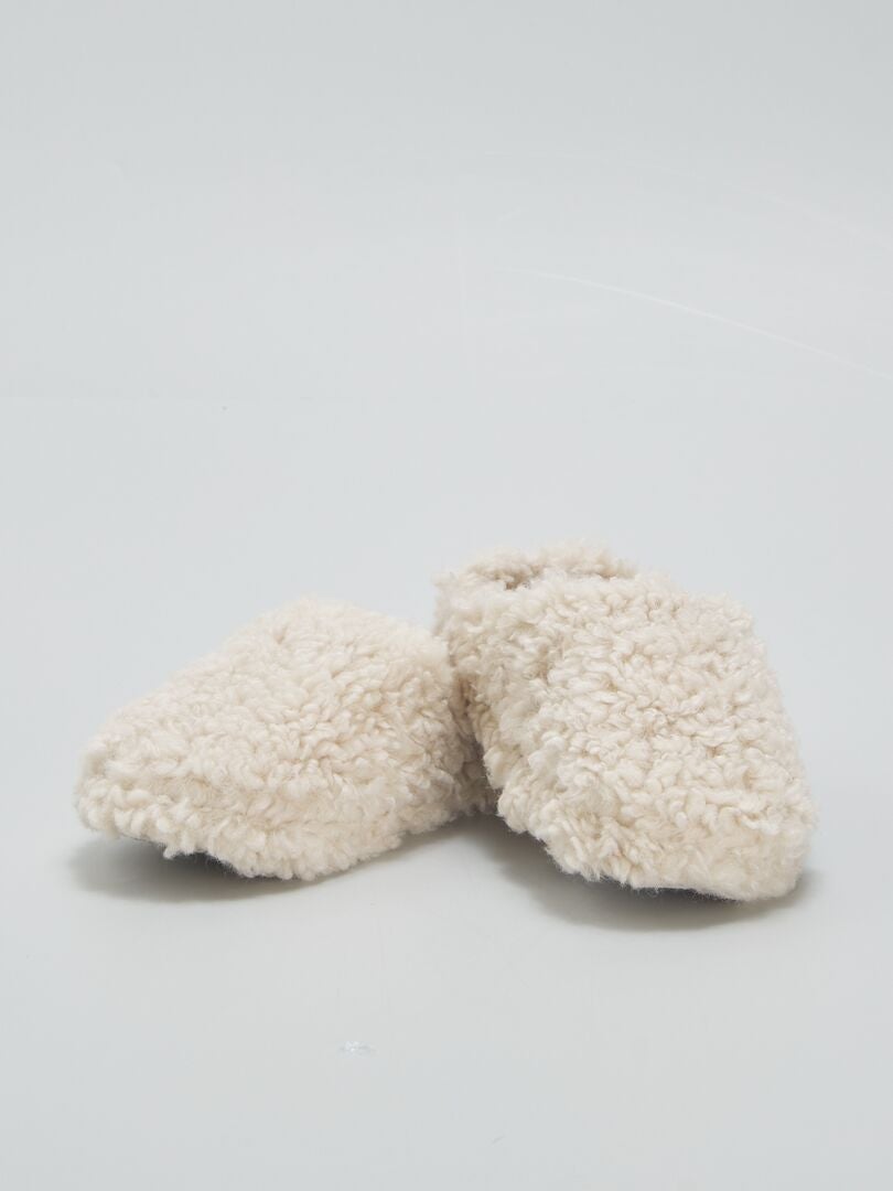 Pantuflas tipo mule de sherpa - BEIGE