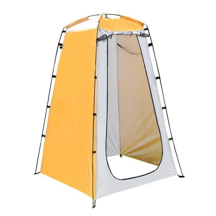 Equipo de camping, tienda de baño móvil, tienda de baño con vestidor, inodoro, vestuario, camping, soporte - Amarillo [B878]
