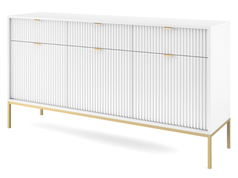 Biała komoda AMBER 154 cm z metalowymi nogami