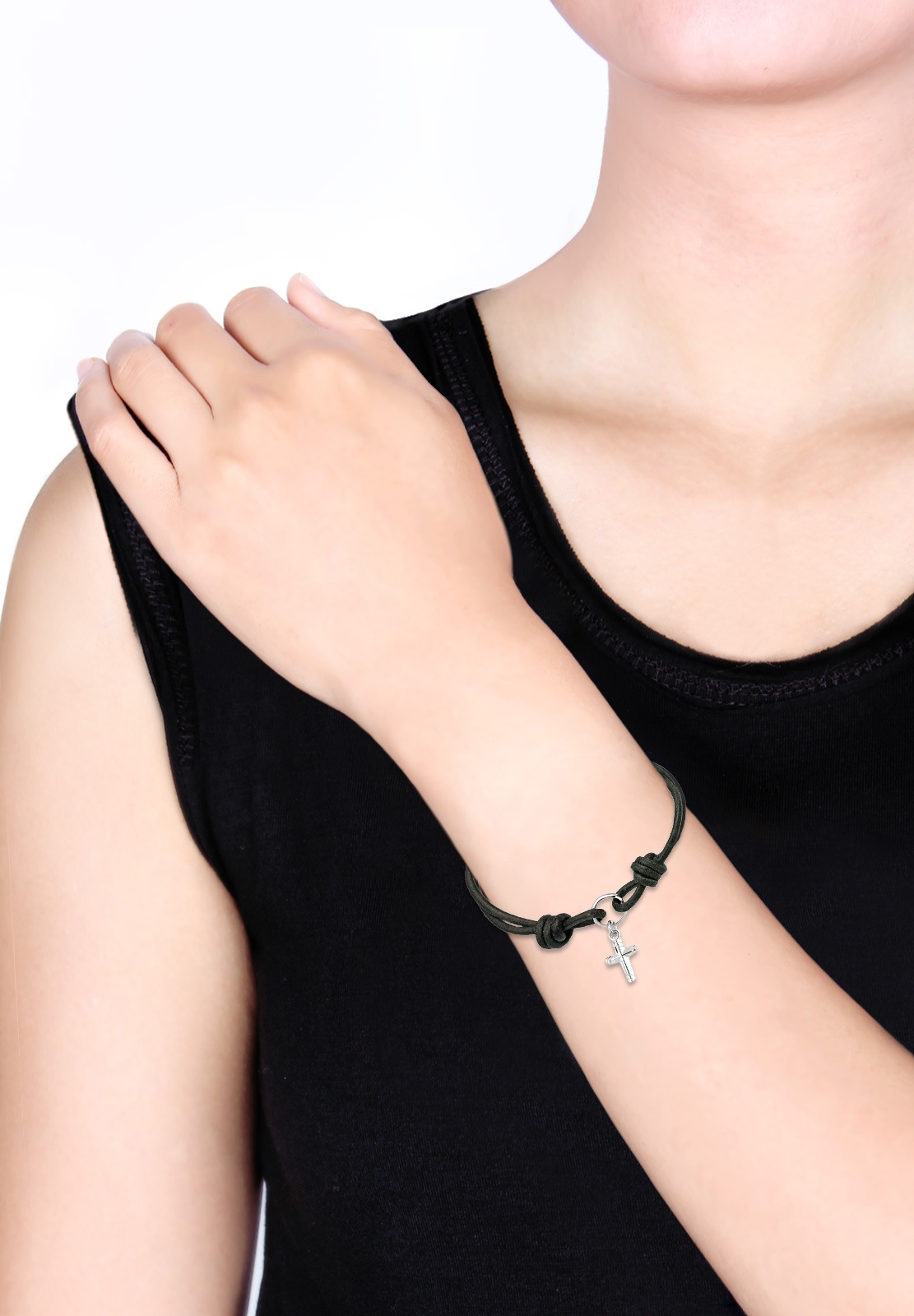 Elli Kreuz Leder 925 Sterling Silber