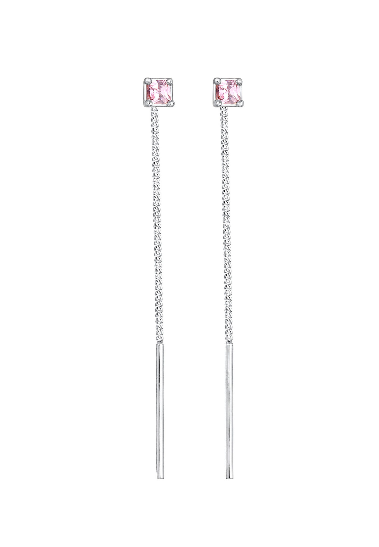 Elli Ladies Pull Through Square Rose pâle avec cristaux de zirconium en argent sterling 925
