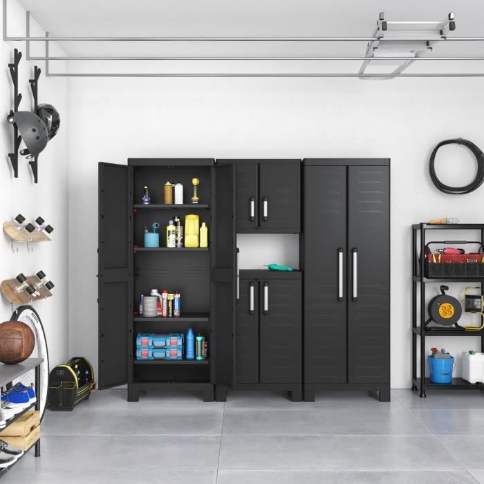 Keter Detroit Hoher Aufbewahrungsschrank, Schwarz, Aufbewahrungsschrank-Organizer 440917