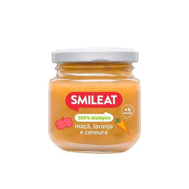 Smileat ekologisk barnmatsburk med äpple, apelsin och morot 4M 130g