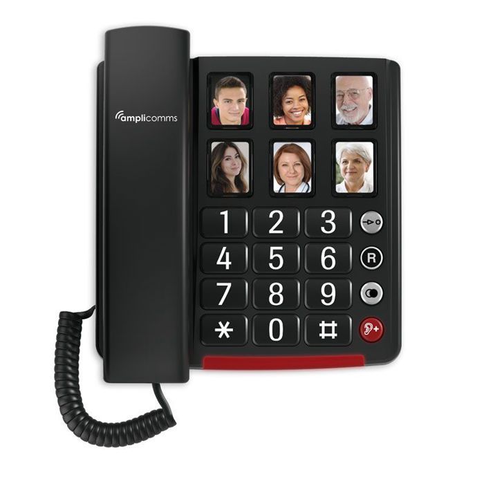 Senior-friendly landline phone - AMPLICOMMS - Bigtel 40 Plus - Amplified +40dB - Large buttons - Grey