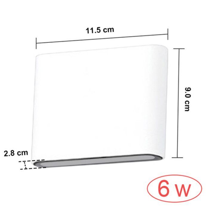 OPRUIMING - Rosnek LED-wandlamp voor buiten - Wit 6W warm wit - Omhoog/omlaag, waterdichte aluminium wandlamp voor de tuin