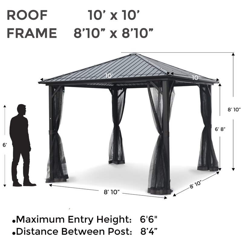 Acuff 10 Fuß B x 10 Fuß T Stahl-Terrassenpavillon