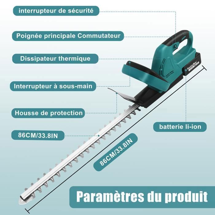 Taille-Haie sans Fil SK5 21V Moteur brushless Lame 53 cm Couleur Bleu 600W