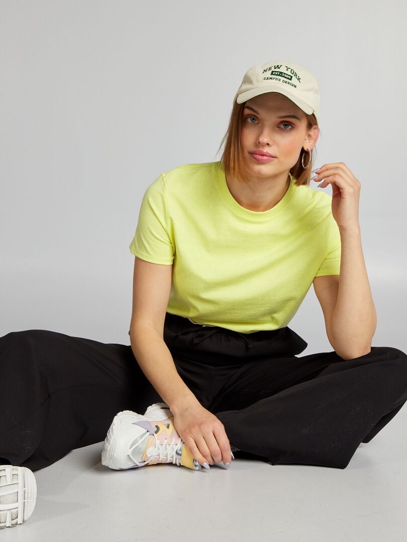 Effen jersey T-shirt - lichtgeel