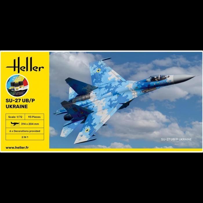 HELLER - Maquette Avion Starter Kit Su-27 Ub/p Ukraine Heller 56371 1/72ème Maquette Char Promo - Ref : 13893