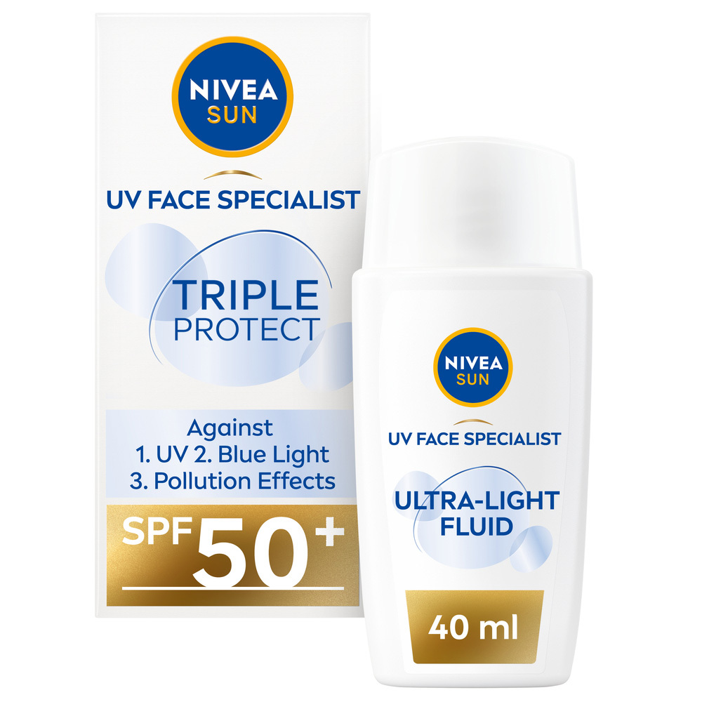NIVEA UV arcra való tripla védőfolyadék SPF 50+ 40 ml