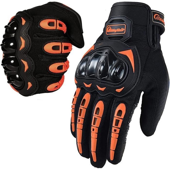Gants Moto - NOIR ORANGE - Tactile - Protection - Mi saison - Adultes - Multisport