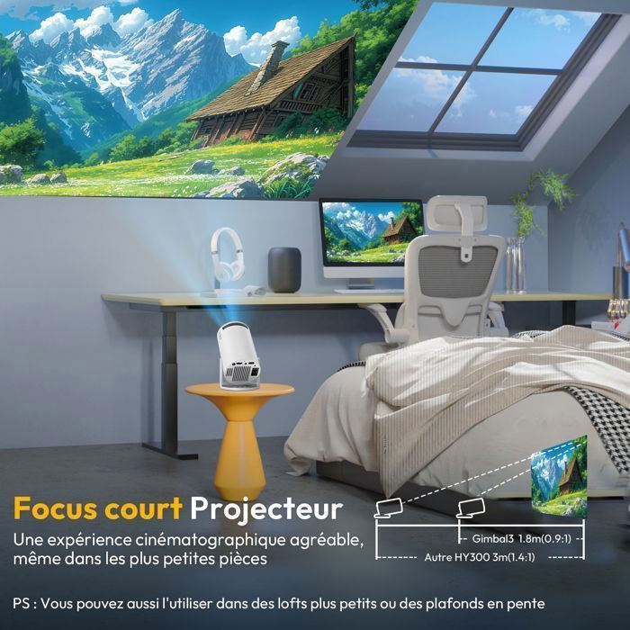 Mini Projetor de Vídeo, Compatível com 4K e 1080P, Android 14, Wi-Fi, Bluetooth 5, 12000 Lumens, Correção Automática de Keystone