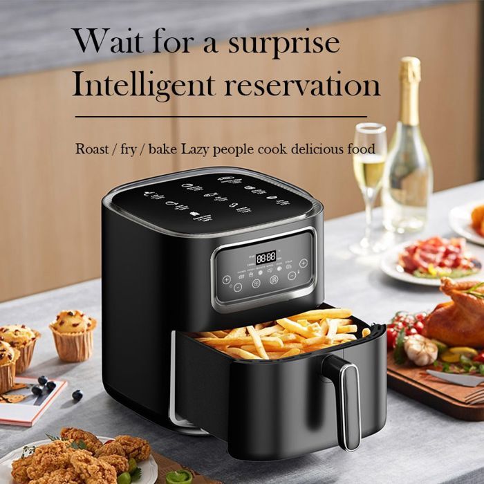 10-Liter-Heißluftfritteuse – 1400 W – Touchscreen – 9 Programme – Isolierung – Gleichmäßiges Garen – Schwarz