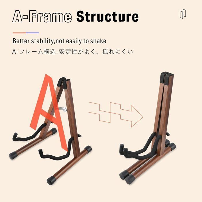 Guitar Stand - NETBOAT - A-frame - Acacia Wood - Foldable - Universal