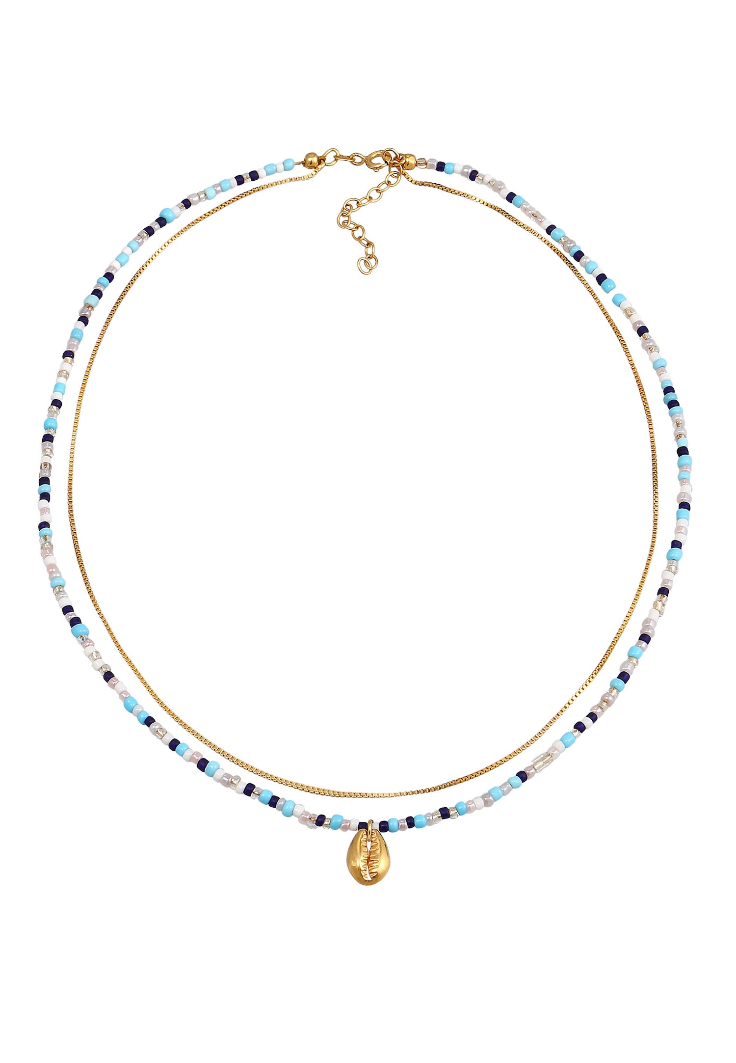 Elli Femmes Couche Coquillage Pendentif Perles de verre Coloré Été Trend en argent sterling 925 plaqué or