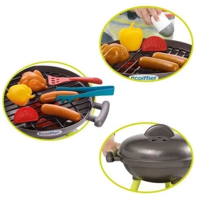 Ecoiffier Toys - Charcoal Barbecue + 16 Accessories - Children's Garden Tools - Made in France