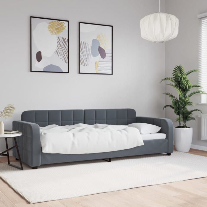 vidaXL Dagbädd, Bäddsoffa med ryggstöd och armstöd, Gästsäng, Sovrums-/Vardagsrumsmöbler, Modern, Mörkgrå 354052