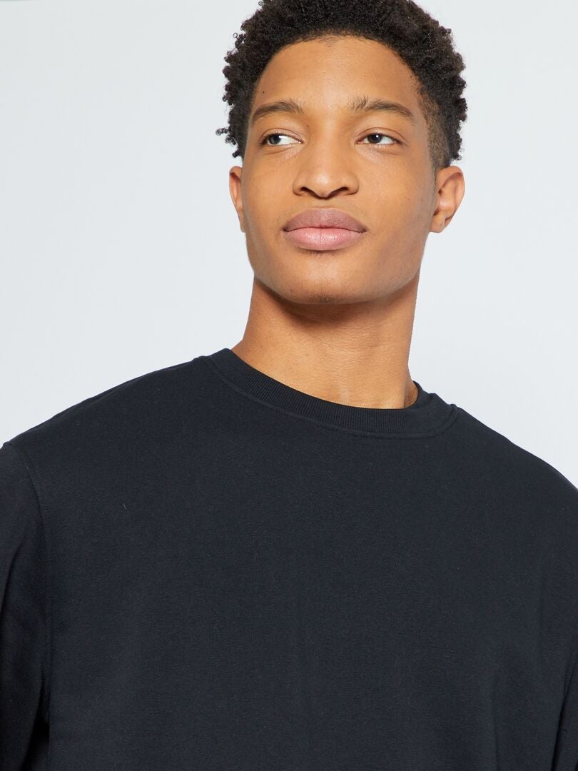 Effen sweatshirt met ronde hals +190 cm - Zwart