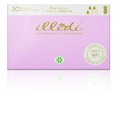 ILLEDI Absorventes higiênicos Illedi Super Mini sem abas, 30 unidades