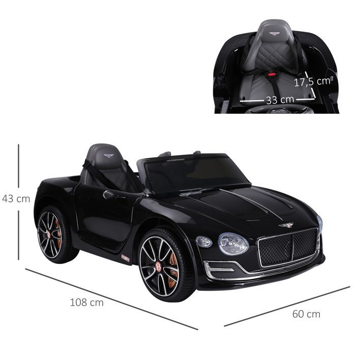Elektrische auto - HOMCOM - kinderauto met 2 motoren en afstandsbediening, met geluids- en lichteffecten - PP - BMW Bentley - zwart