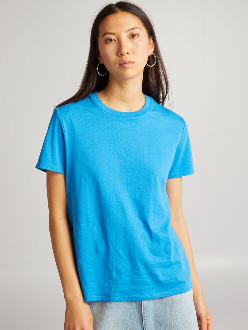 Camiseta de malha lisa - AZUL