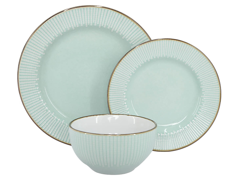 Komplet obiadowy 18 el. ceramiczny Hokkaido niebieski