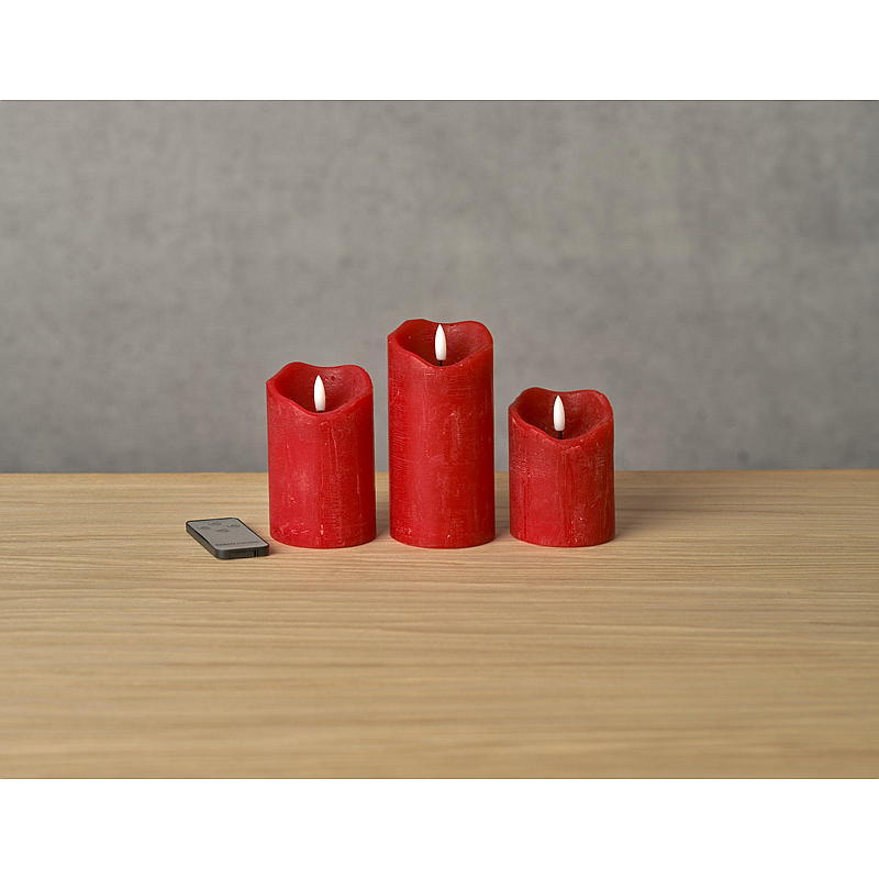 Lámpara cúbica Vie Selected, paquete de 3 unidades, LED, 15/12/10 cm, rojo cera.