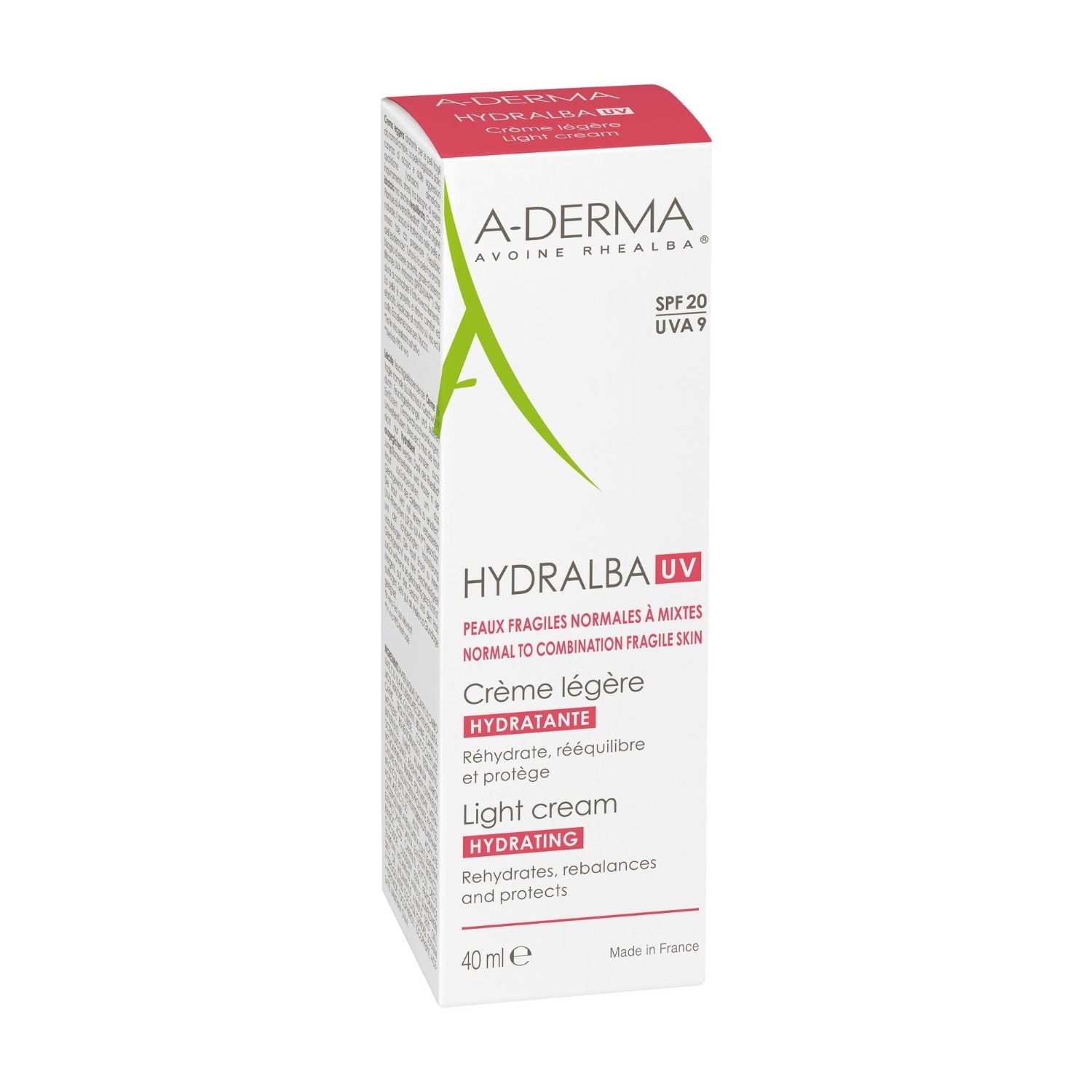 A-DERMA Crème visage légère hydratante SPF20
