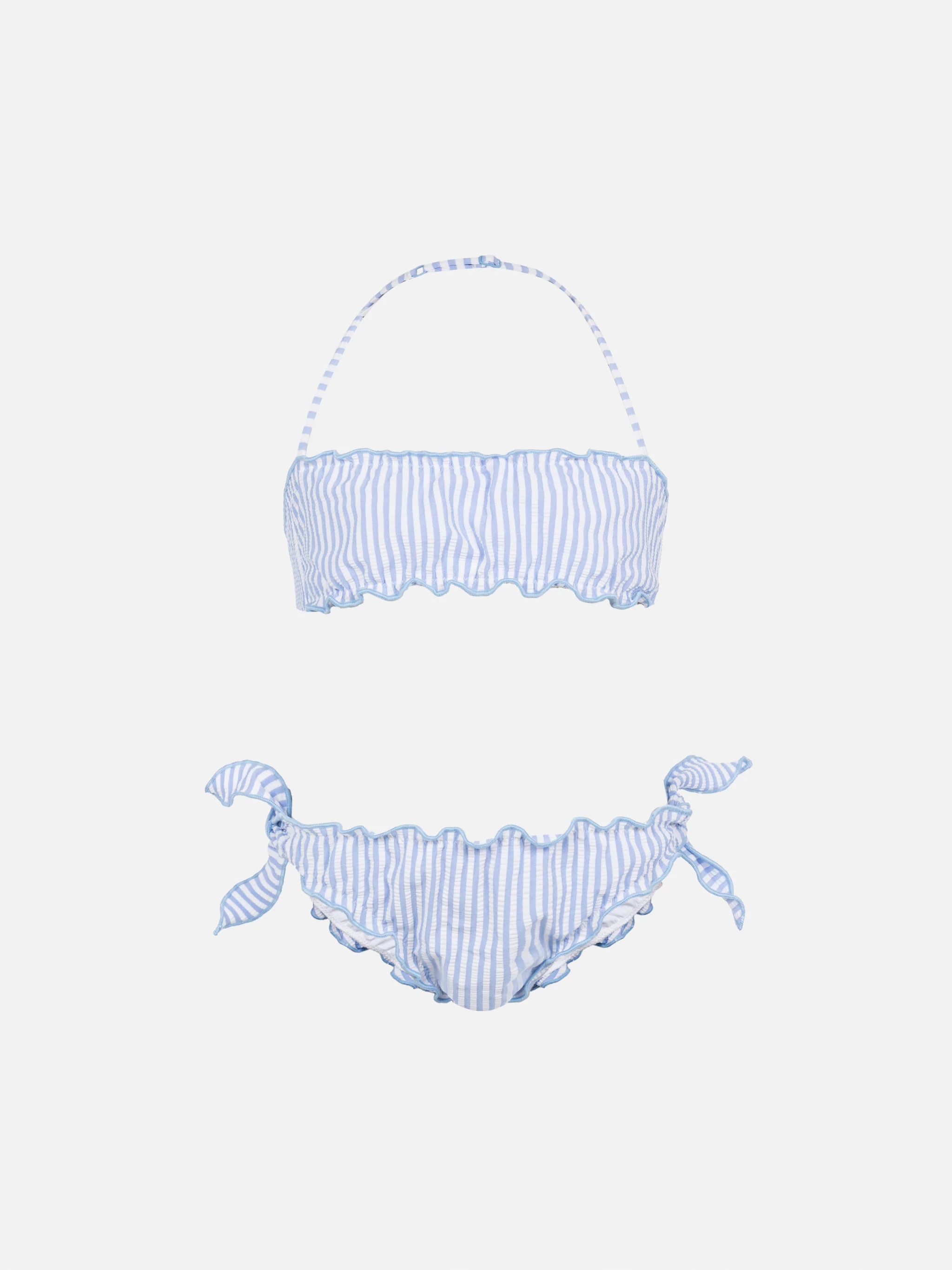 Bikini Emy een fascia classico in seersucker met stampa a righe