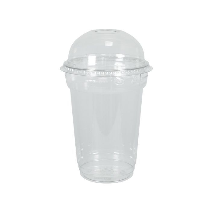 Coqueteleira de plástico transparente de 53cl com tampa em forma de cúpula e furo (pacote com 50 unidades)
