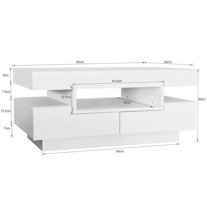 Salontafel - SOMUBI - Bijzettafel - Geïntegreerde LED-verlichting - Praktische opbergruimte - Modern design