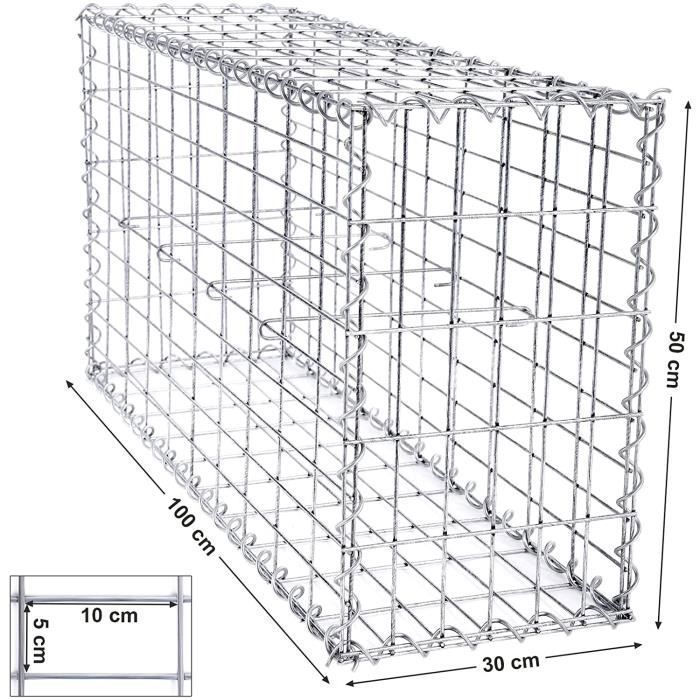 Lot de 2 Gabions à Pierres - SONGMICS - GGB253 - 100 x 50 x 30 cm - Métallique