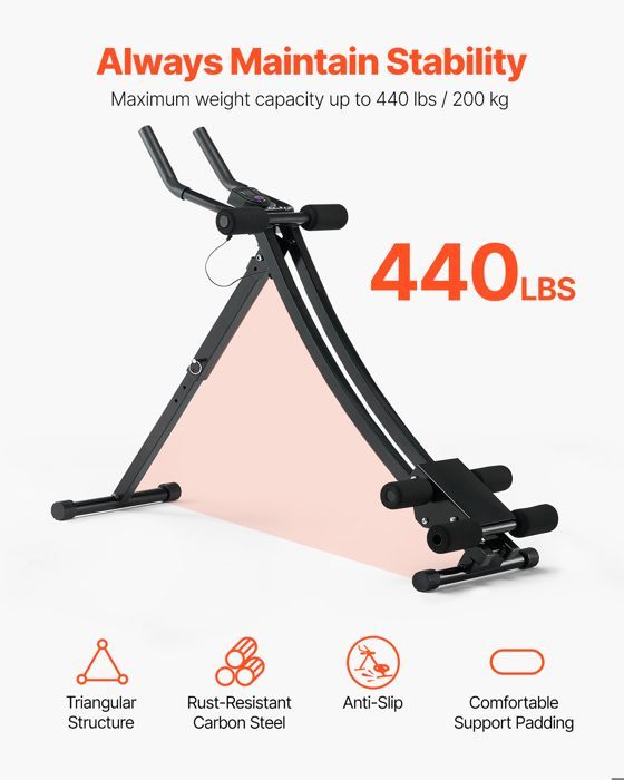 Máquina de entrenamiento abdominal plegable de doble vía VEVOR, de acero, 4 niveles ajustables, capacidad de 200 kg.