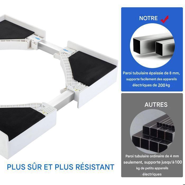 Kit de apilamiento universal - Accesorios para lavadora/secadora - con cuerda de trinquete, altura ajustable (50-70 cm), capacidad de carga de 200 kg.