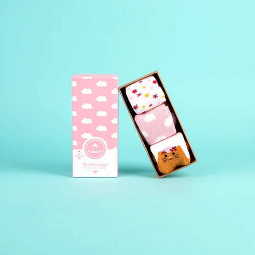Cabaia Ponožky v oblacích - růžová sada dětské ponožek