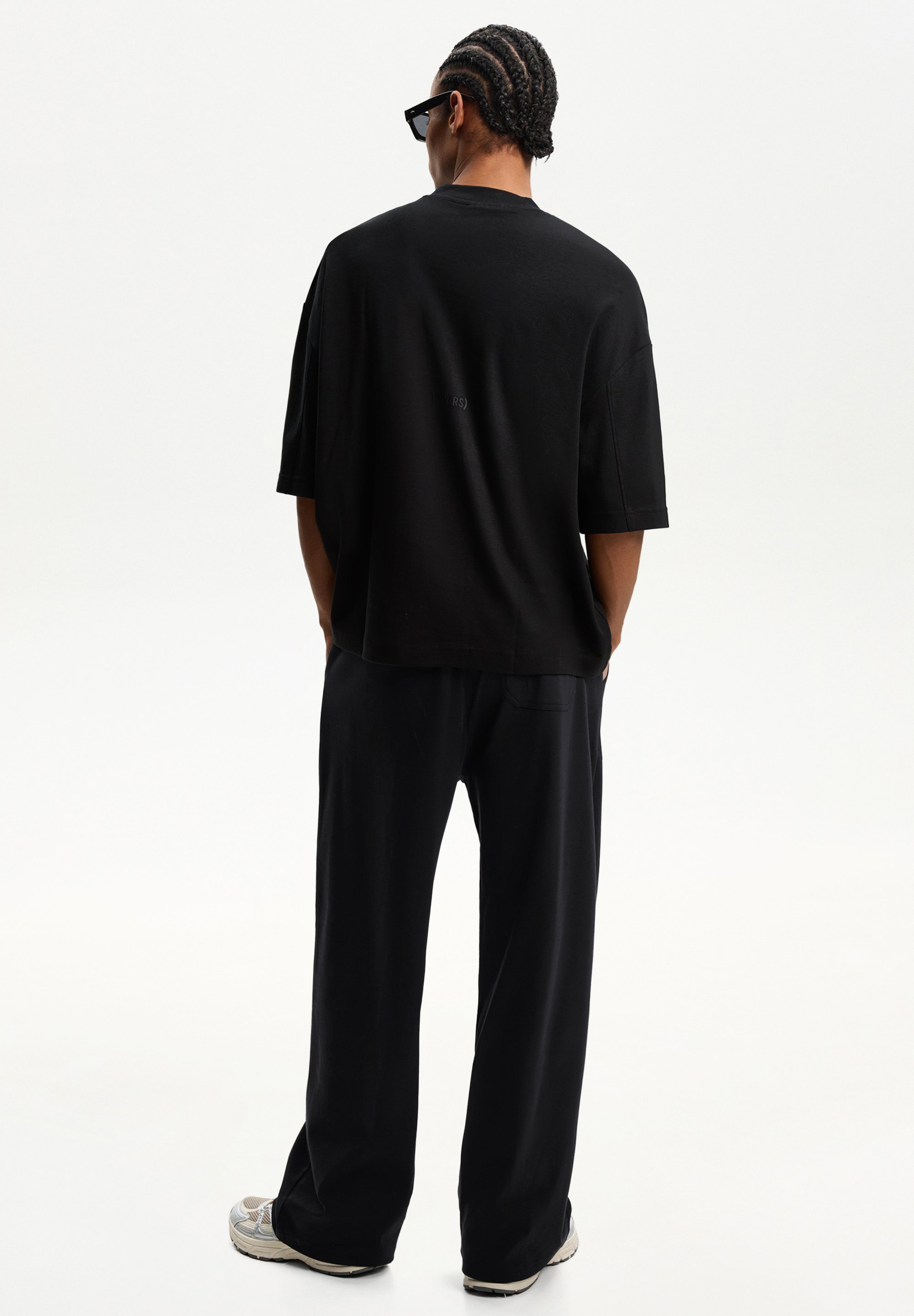 Bershka WIDE-LEG - Trainingsbroek - zwart
