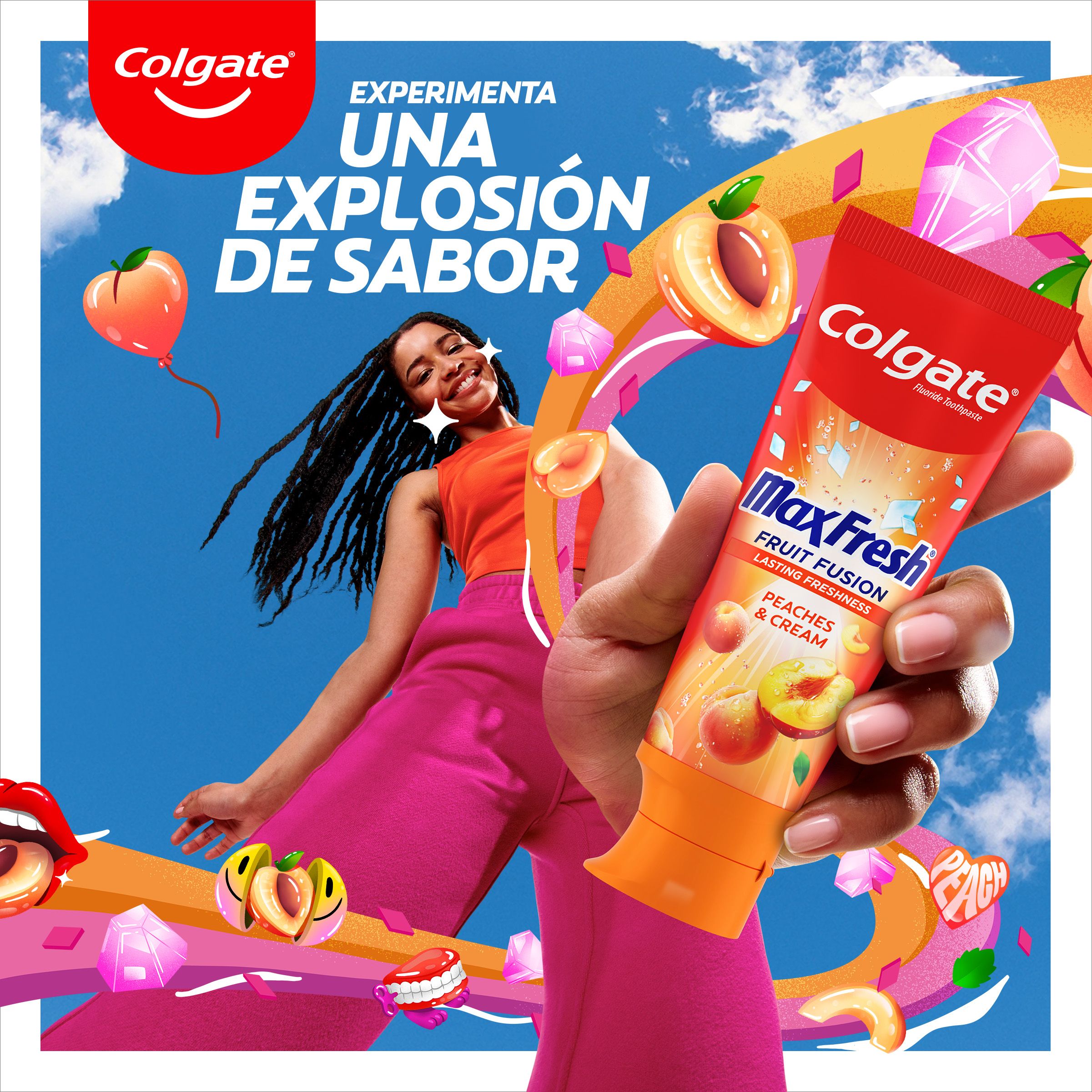 Colgate Max Fresh Fruit Fusion pasta za zube s mirisom breskve i kreme Paste za zube i paste za zube