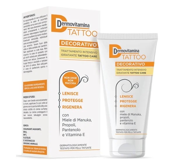 DERMOVITAMINA Dermovitamina Decoratieve tattoo crème 100 ml Verzachtende werking op getatoeëerde huid
