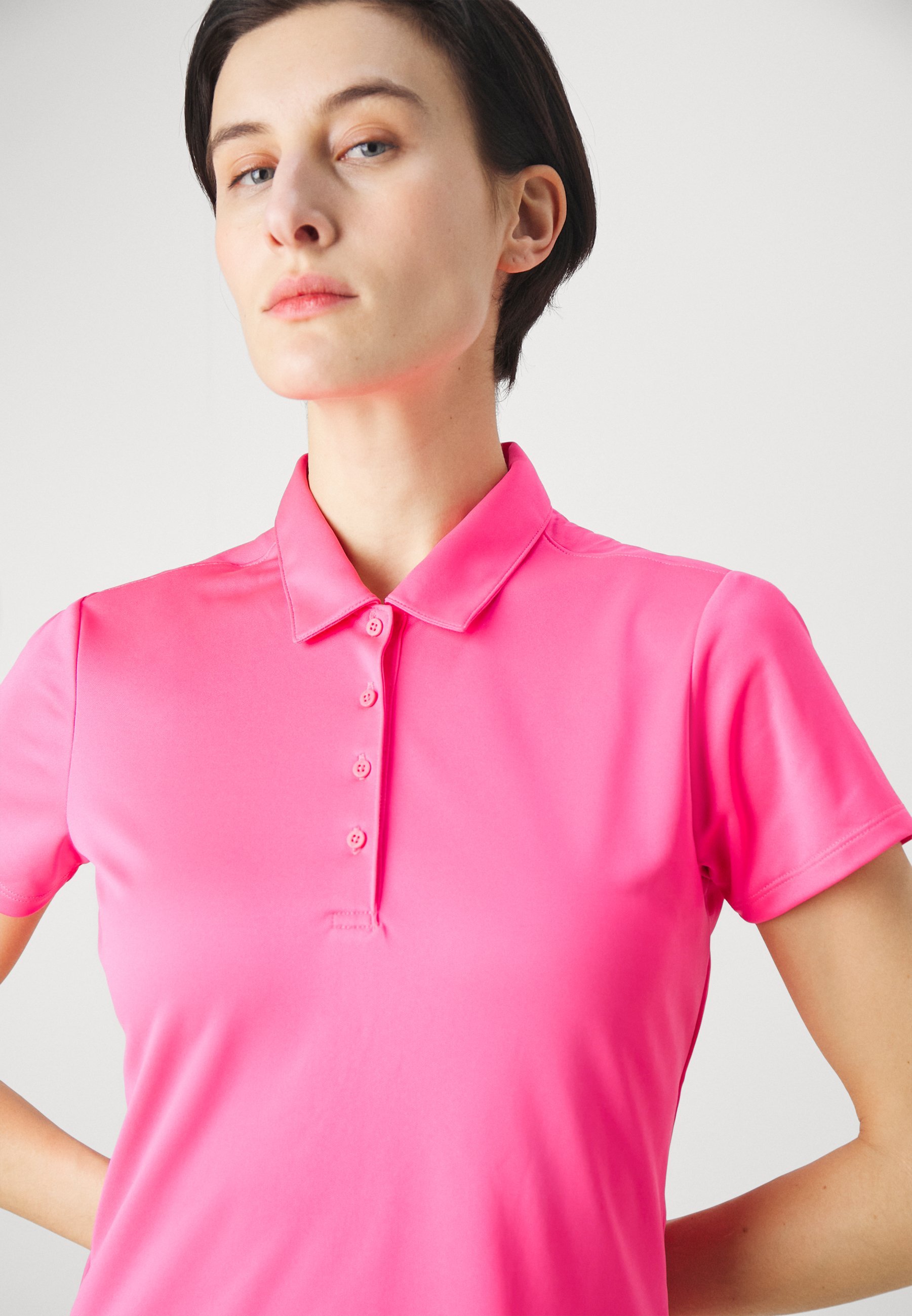 adidas Golf DAME SOLID PERFORMANCE SHORT SLEEVE - Poloskjorter - solar pink
