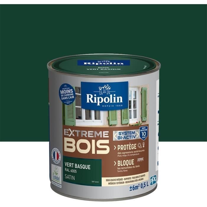 Pintura satinada para madera RIPOLIN de alta protección durante 10 años que protege y realza su madera - Verde vasco